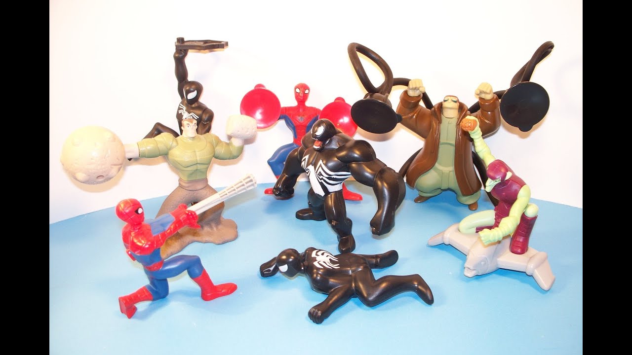 2009 THE SPECTACULAR SPIDERMAN ANIMATED SERIES SET OF 8 McDONLAD'S HAPPY MEAL TOY'S VIDEO REVIEW