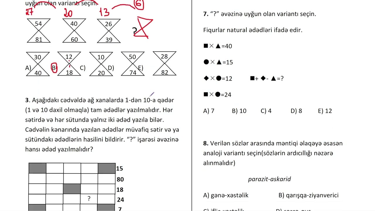2017. il Məntiq qəbul suallarının izahı - Əli Tahirov