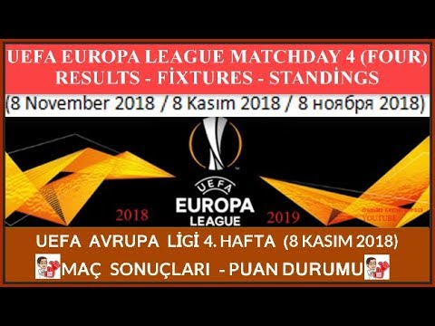 2018/2019 UEFA Avrupa Ligi 4. Hafta: Maç Sonuçları-Puan Durumu, Europa League Matchday 4 Results...