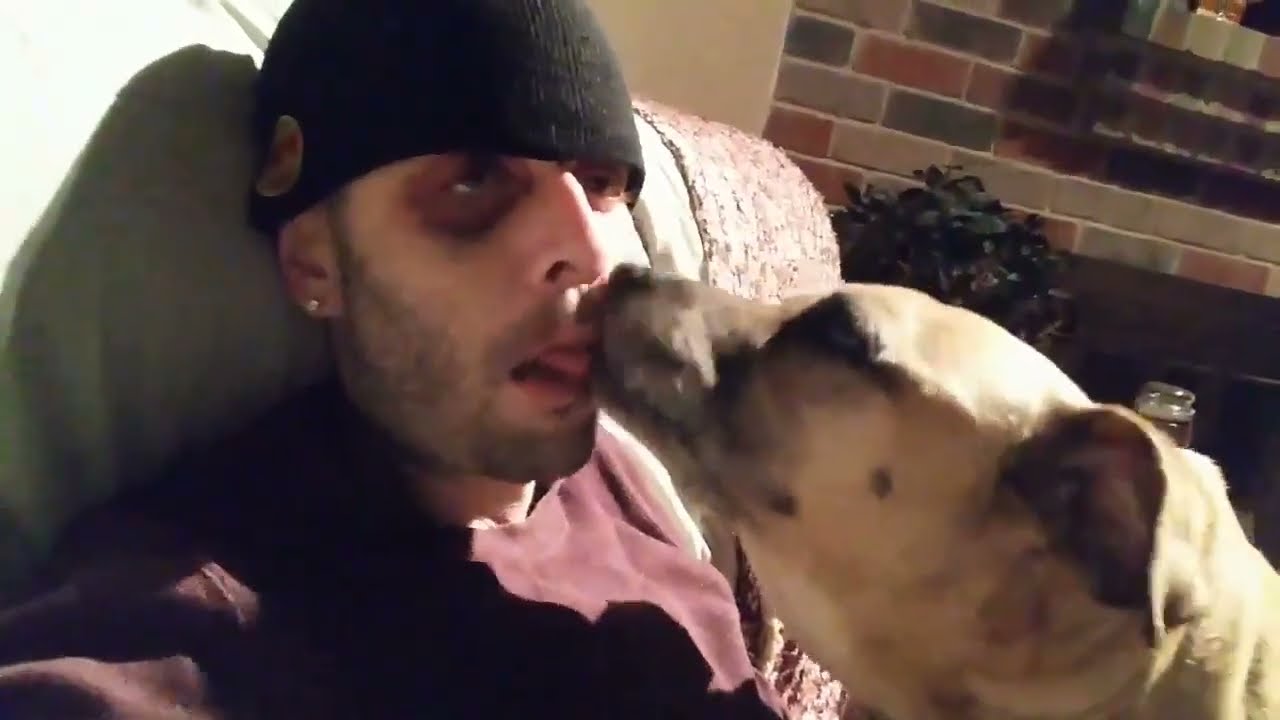 (2019 4-24) 3 stamper tongue kisses a dog