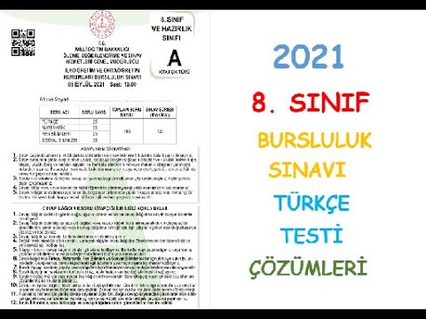 2021 8. SINIF BURSLULUK SINAVI TÜRKÇE TESTİ ÇÖZÜMLERİ