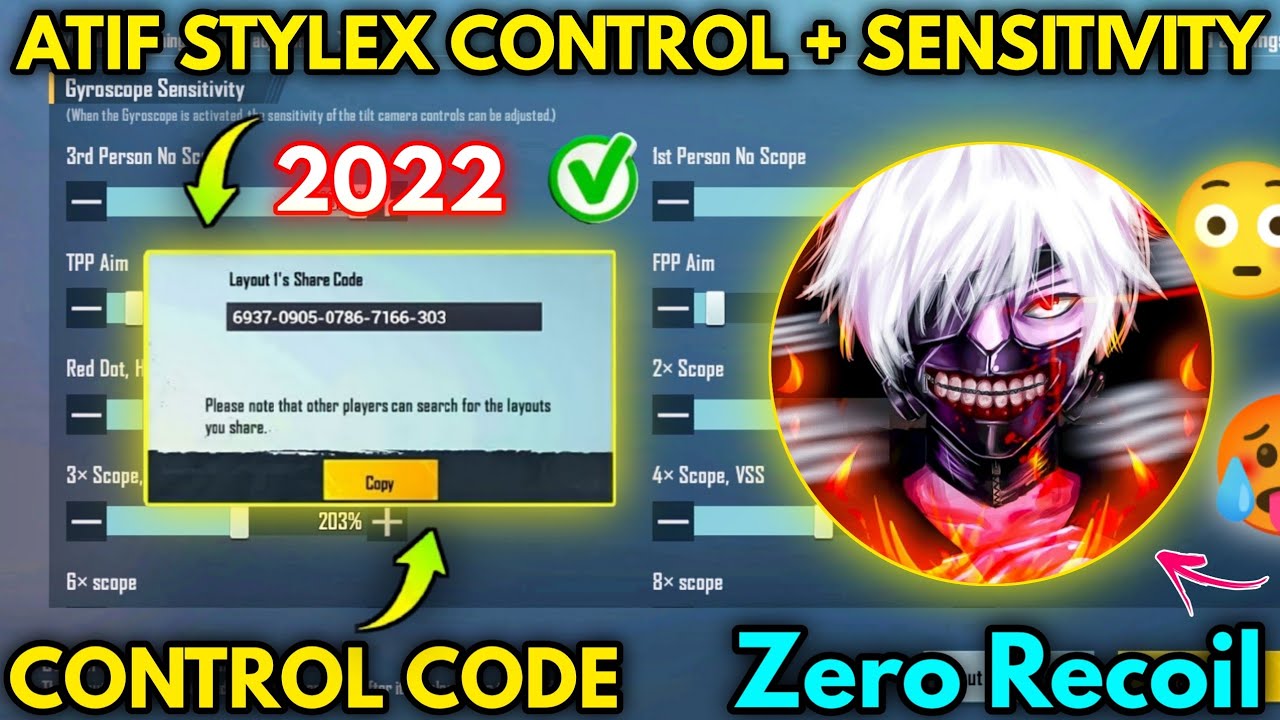 (2022) ATIF STYLEX Control Code 1.8 Update & Atif Stylex Sensitivity Code || BGMI/PUBG MOBILE |