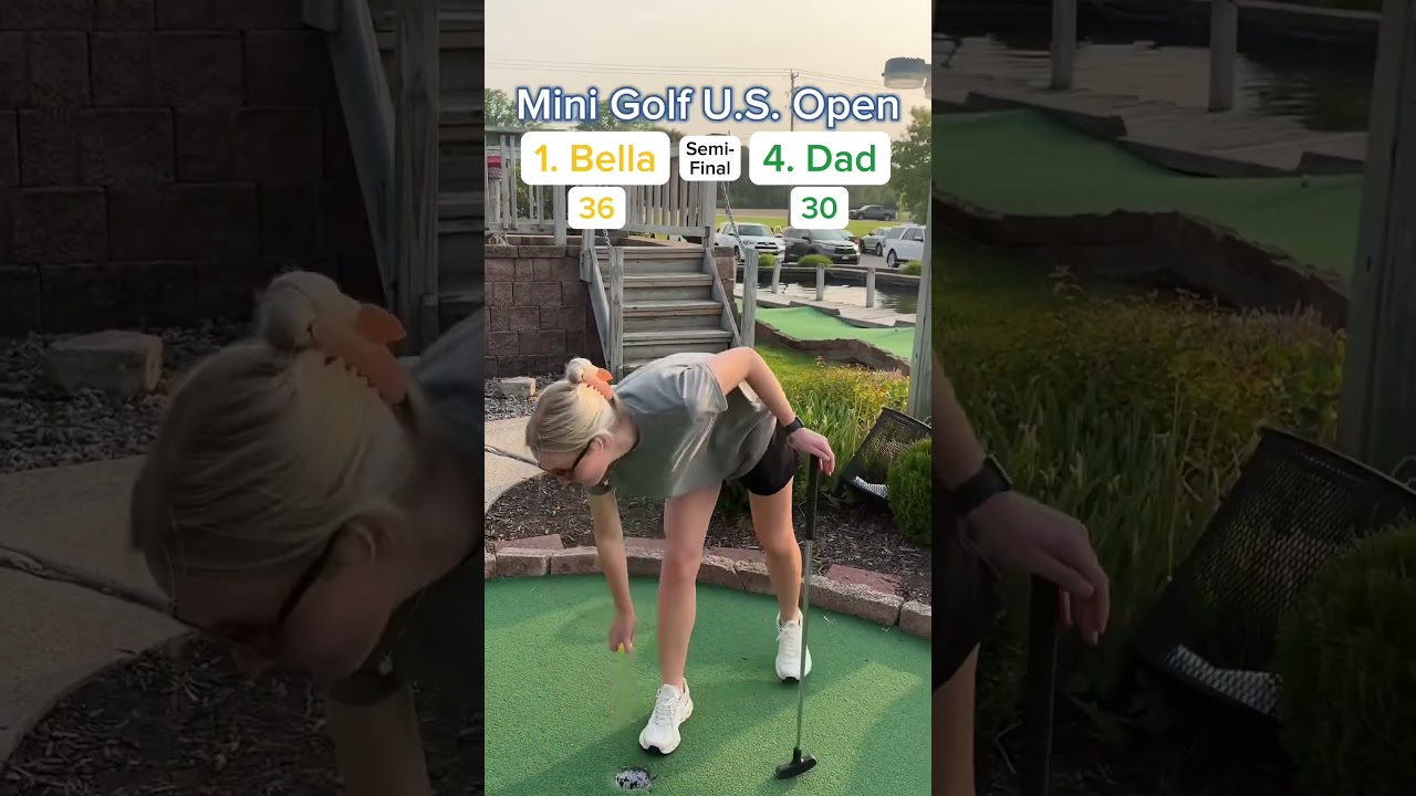 2025 Mini Golf U.S. Open Semi-Final, 1. Bella vs 4. Dad (Holes 15-16) #golf #minigolf #usopen #viral