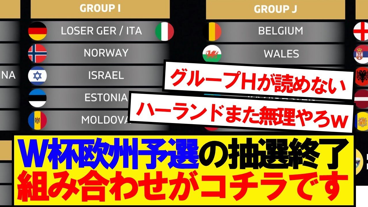 【速報】2026年ワールドカップ、欧州予選の組み合わせがコチラです