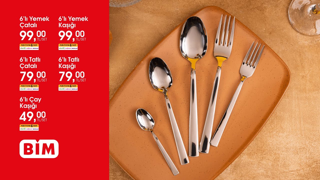 22 Eylül Aktüel | 6'lı Yemek Çatalı, Yemek Kaşığı, Tatlı Çatalı, Tatlı Kaşığı, Çay Kaşığı| BİM