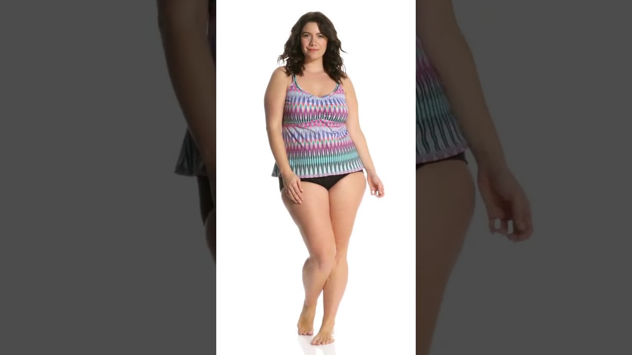 24th & Ocean Plus Size I-Kat Believe It Racer Back Tankini Top | SwimOutlet.com