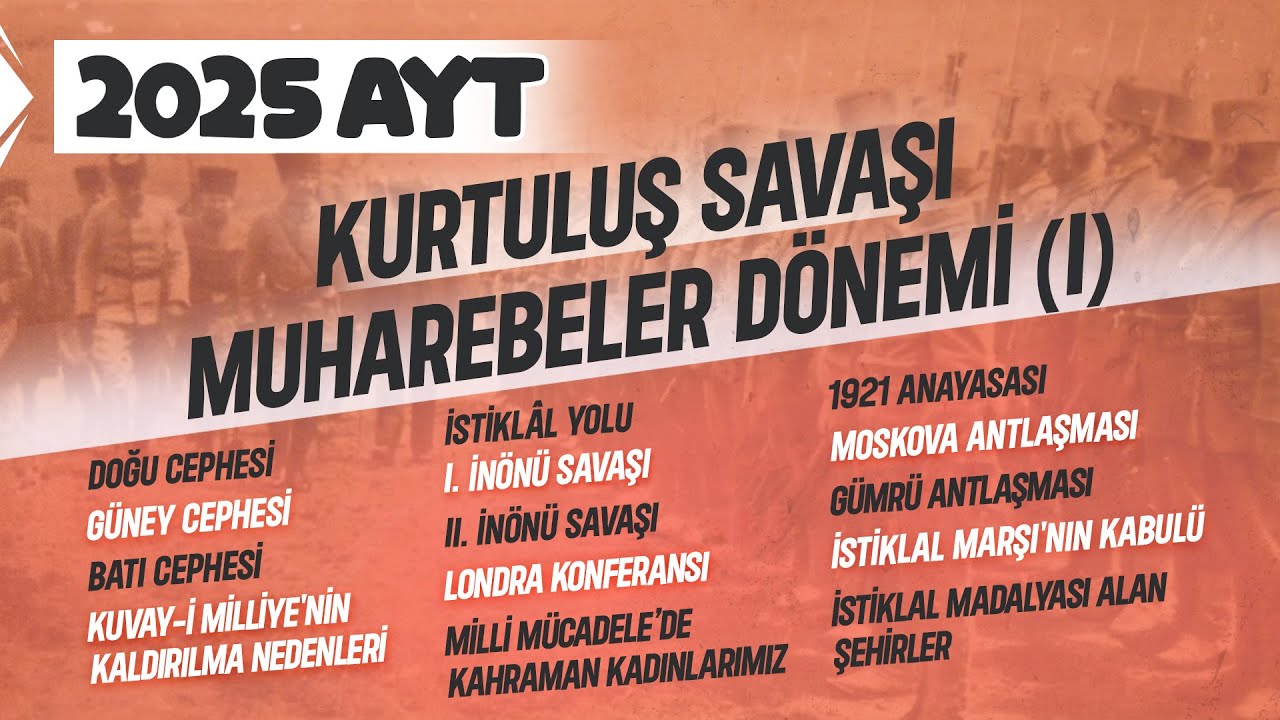27) AYT Tarih - Kurtuluş Savaşı Muharebeler Dönemi (I) - Ramazan YETGİN - 2025