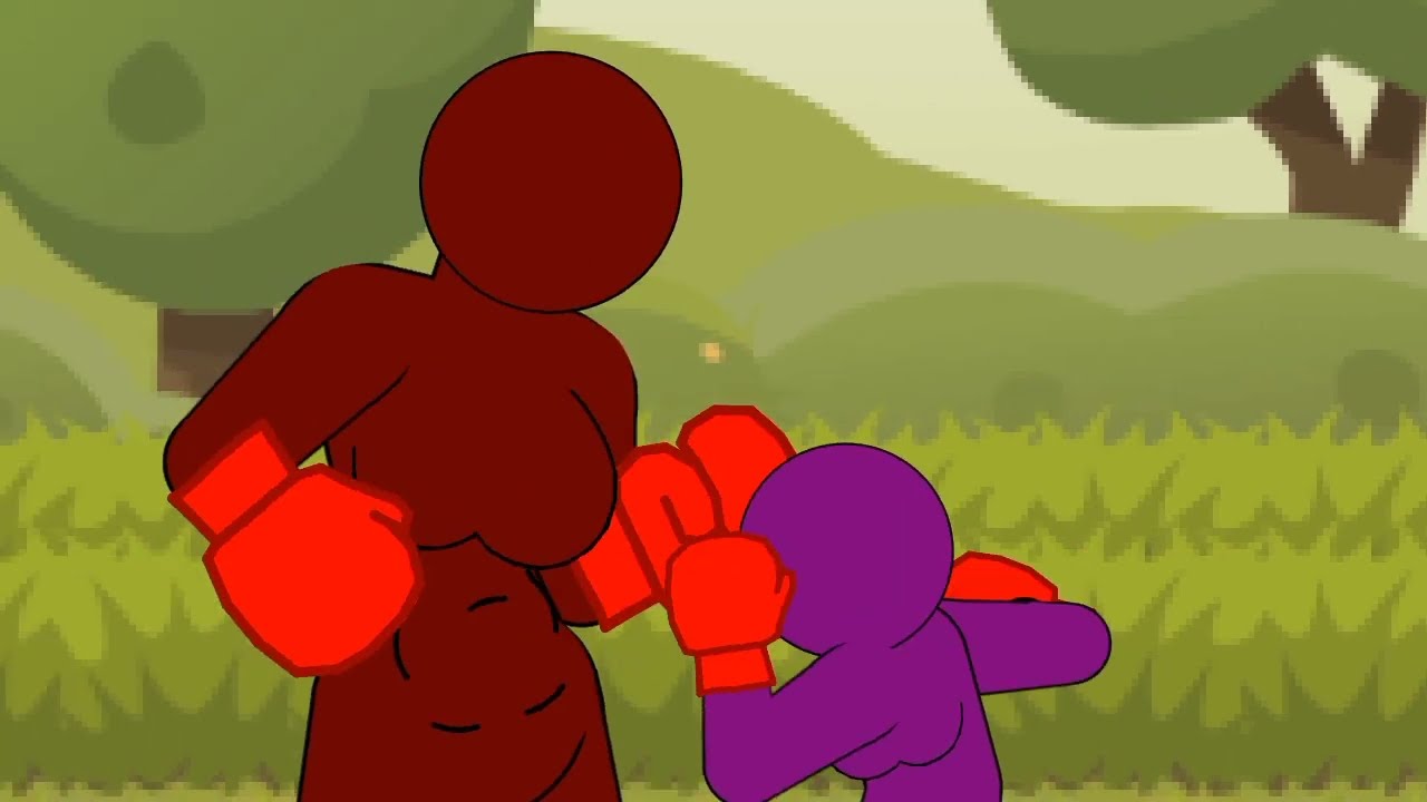 2d girl boxing belly punch animation