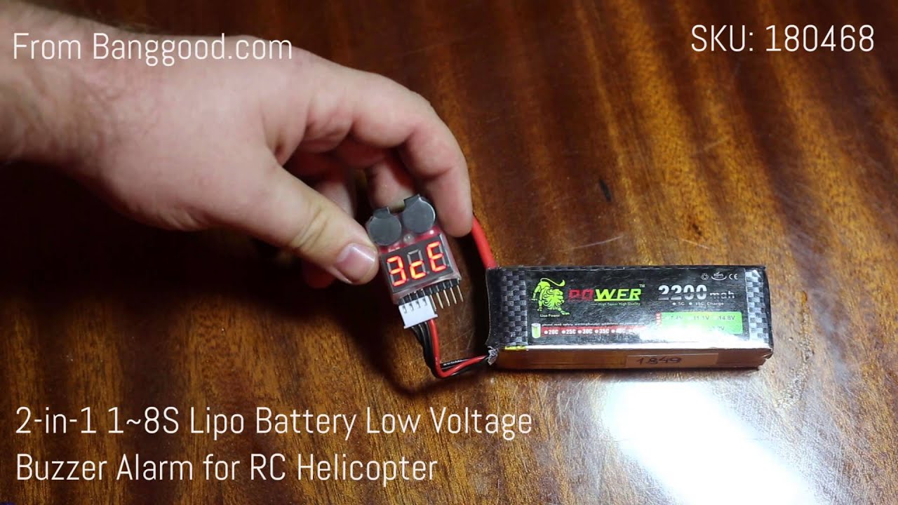 2-in-1 1~8S Lipo Battery Low Voltage Buzzer Alarm for RC Helicopter from Banggood.com