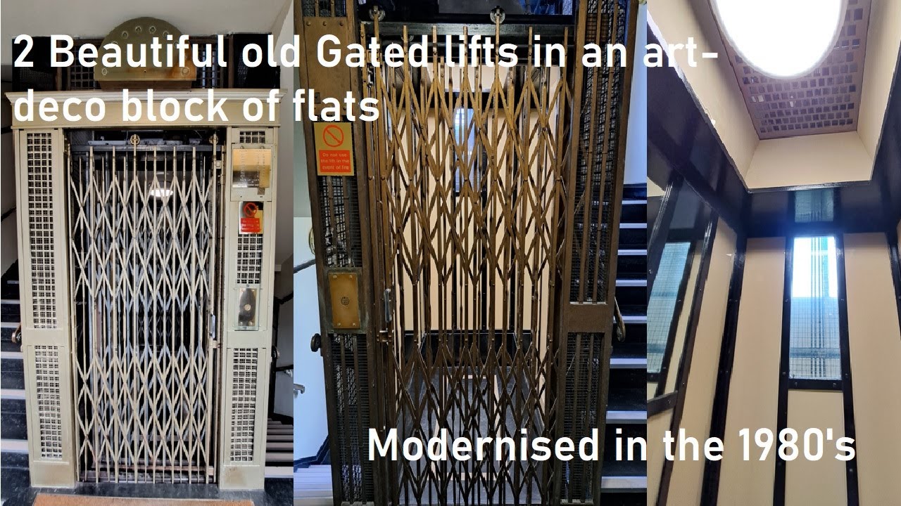 2x Amazing unknown old gated lifts in a block of flats from 1935