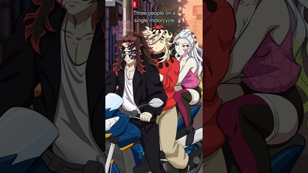 ⚡3 Demons on a Motorcycle 👹 #KimetsuNoYaiba 1台のバイクに3人乗る#DemonSlayer