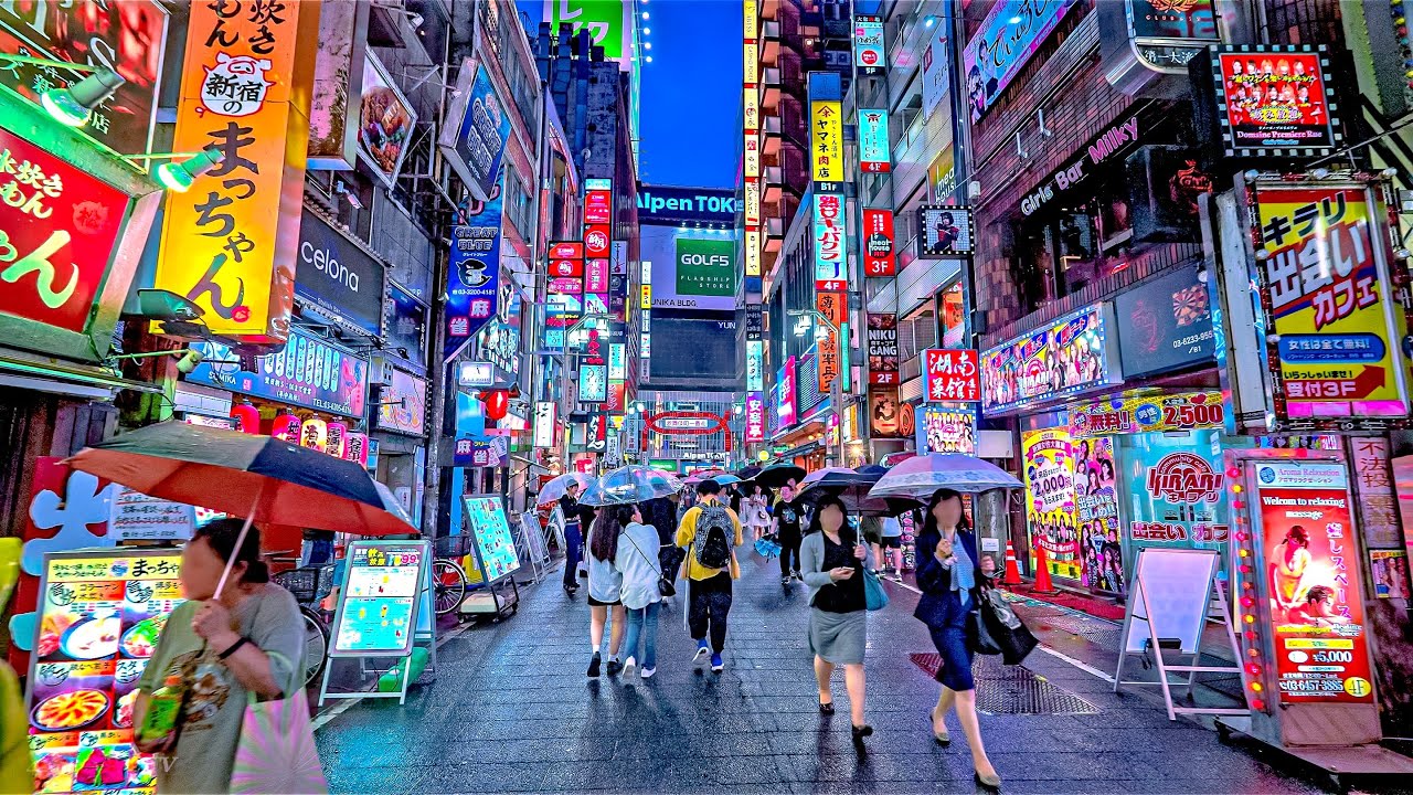 3 Hours of Rainy Night Walk in Tokyo, Japan • 4K HDR