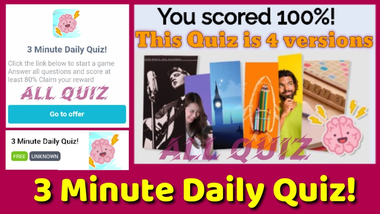 3 Minute daily Quiz Answers | Quiz Daily Answer | Quizfacts|answers updated version 1, 2, 3, 4