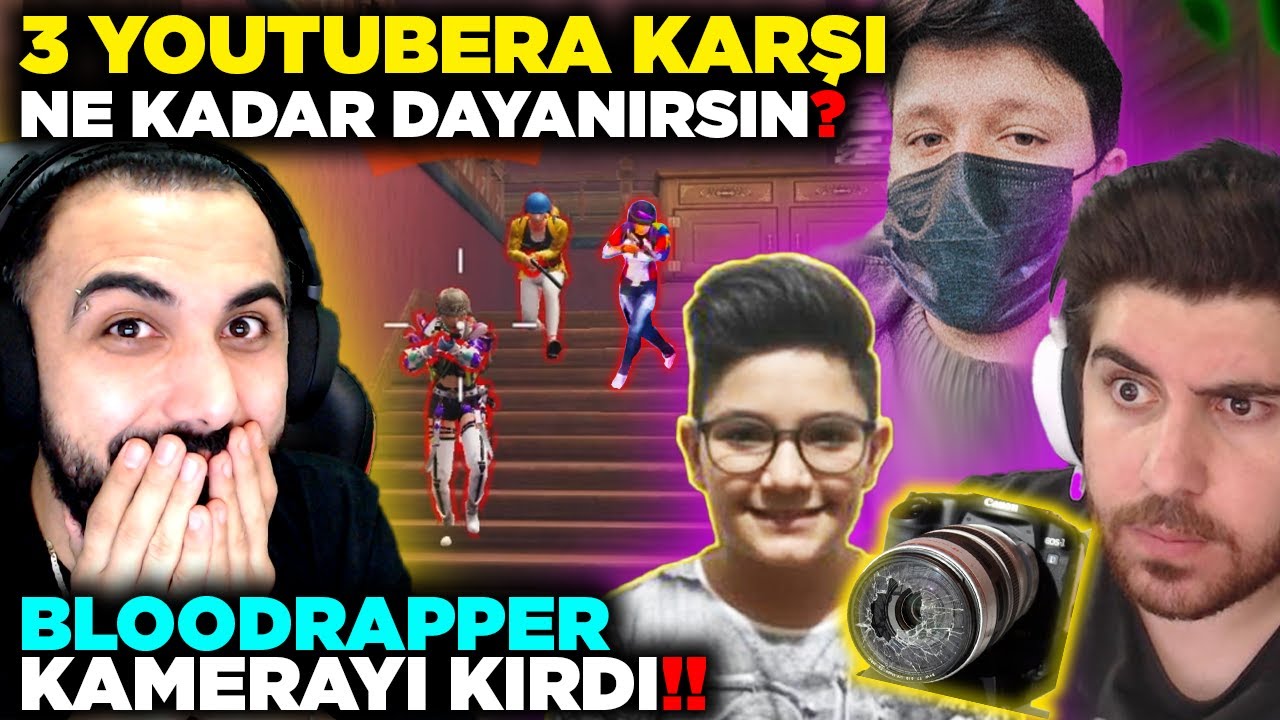 3 YOUTUBERA KARŞI NE KADAR DAYANIRSIN? BLOODRAPPER KAMERAYI KIRDI!! 😂 | PUBG MOBILE