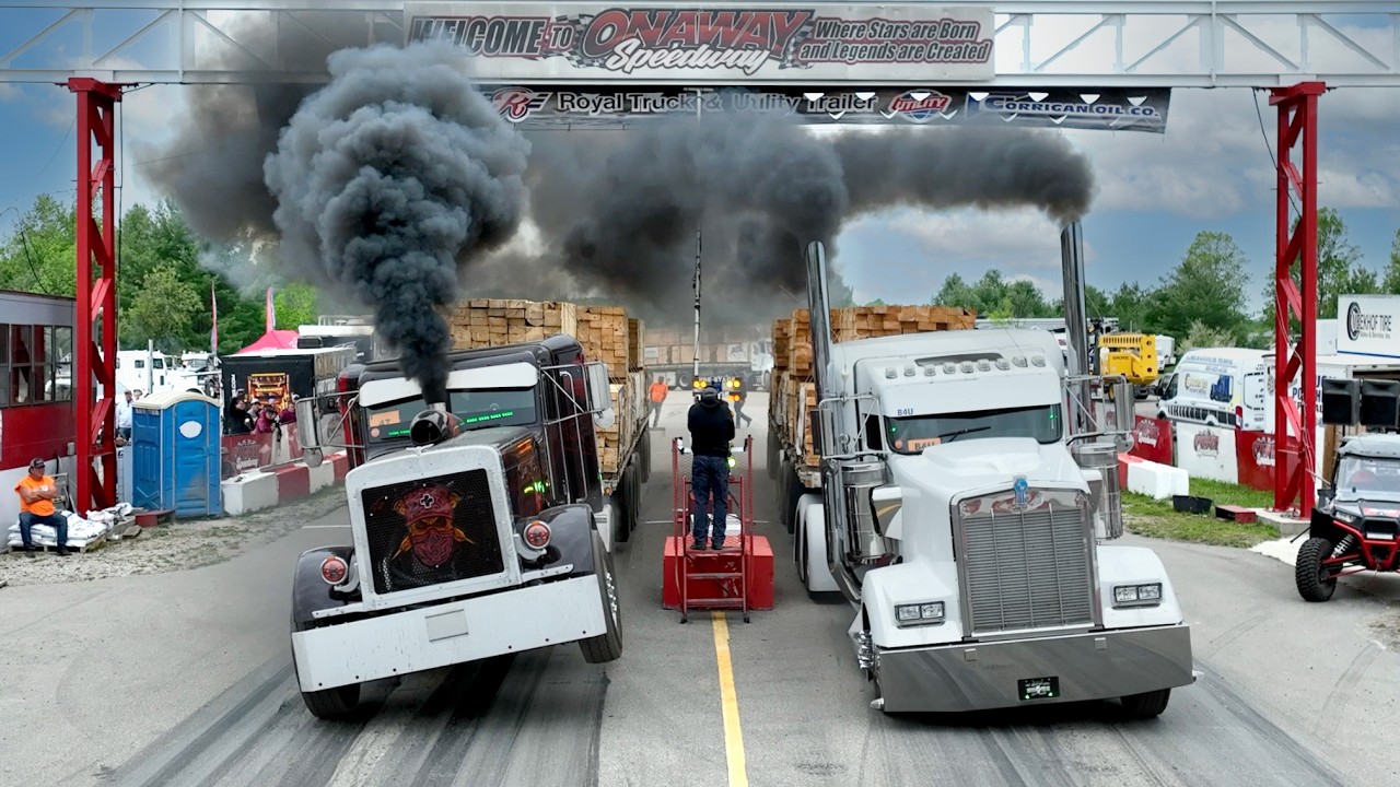 3,000HP Semi Trucks vs 120,000 Pound Trailers - DRAG RACING! (Great Lakes Big Rig Challenge)