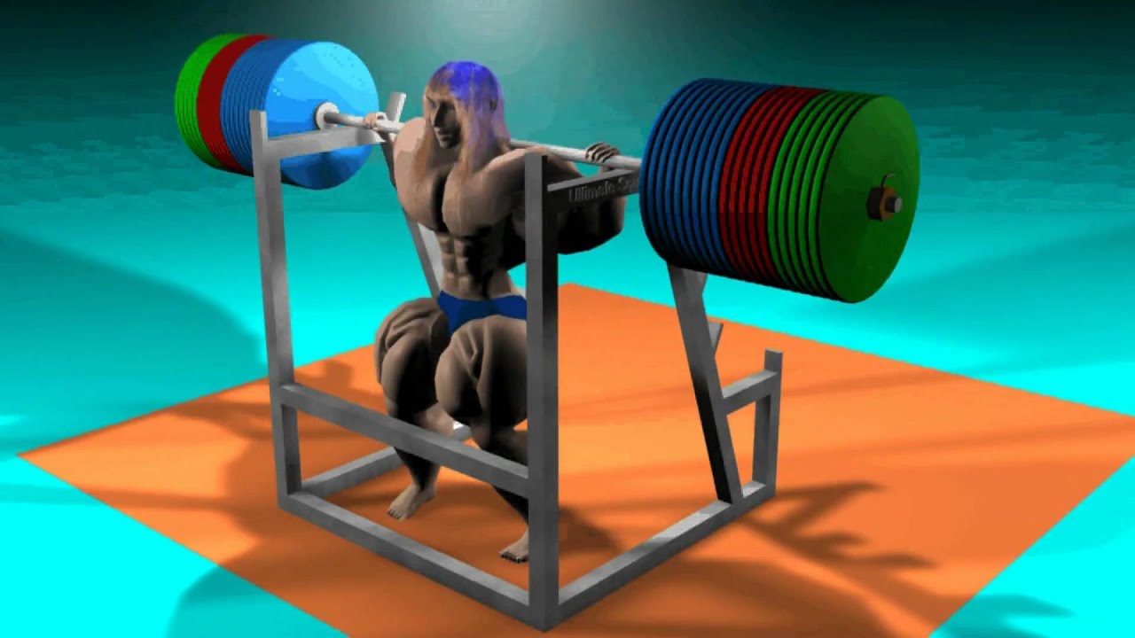 3d Animation of Bodybuilder Performing Heavy Squats