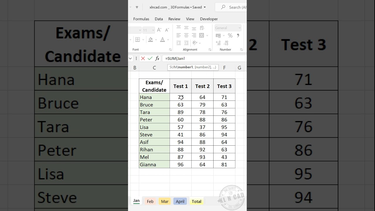 3D SUM in Excel to consolidate values