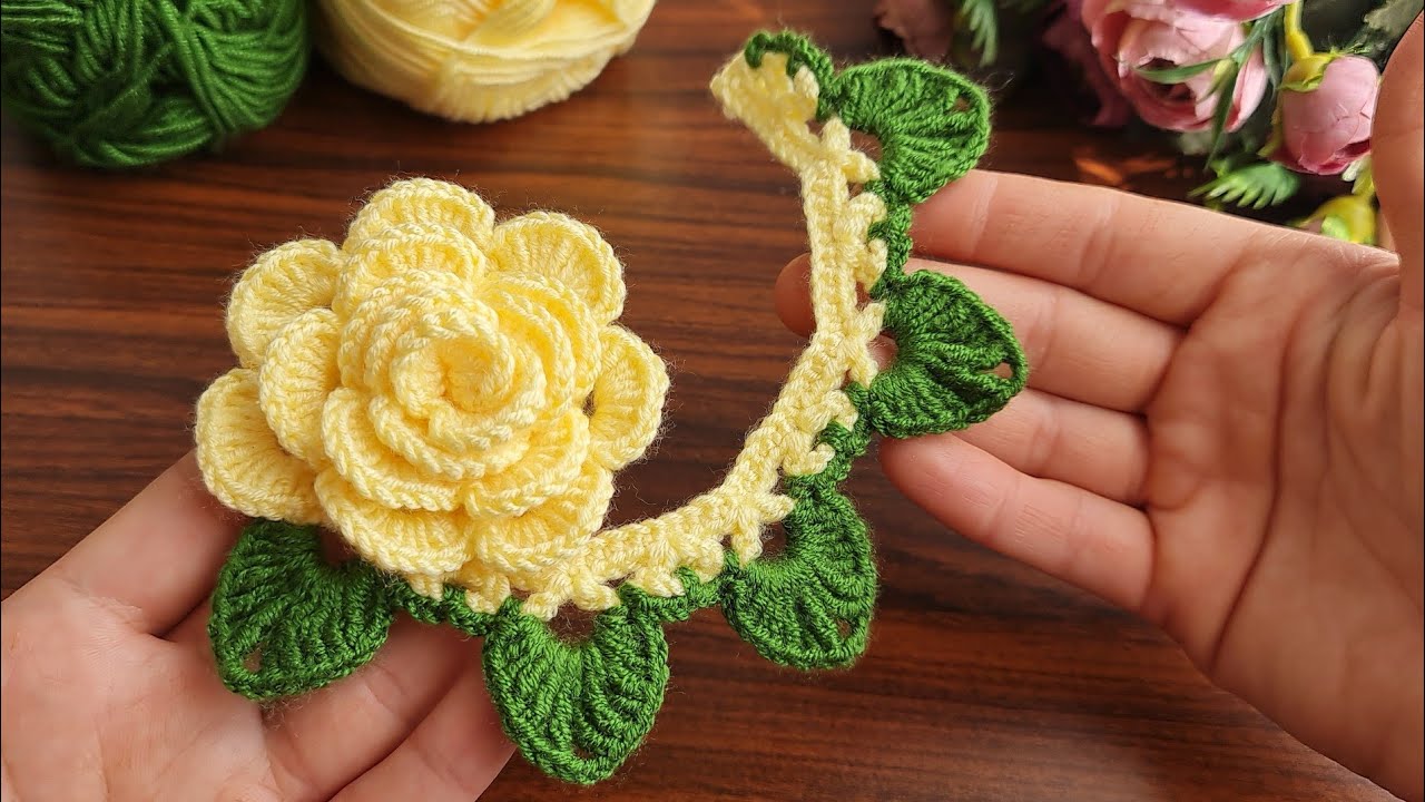 3D⚡Wow Amazing 💯👌 Super very easy crochet rose flower motif making for beginners