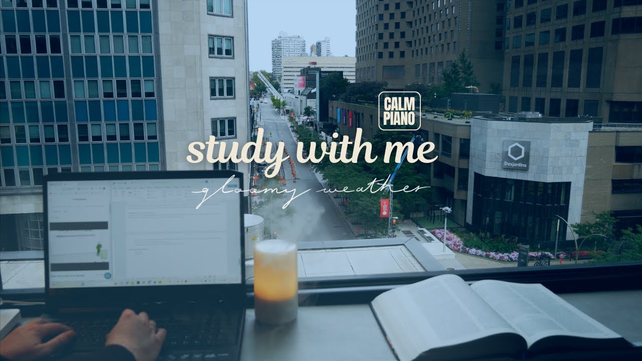 3-HOUR STUDY WITH ME 🌩️ on a GLOOMY DAY / 🎹 Calm Piano Music / Pomodoro 50-10 [music ver.]