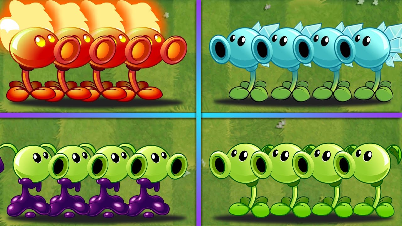 4 Team Pea Fire & Ice & Poison & Original Battlez - Which Pea Will Win? - PvZ 2 Team Plants