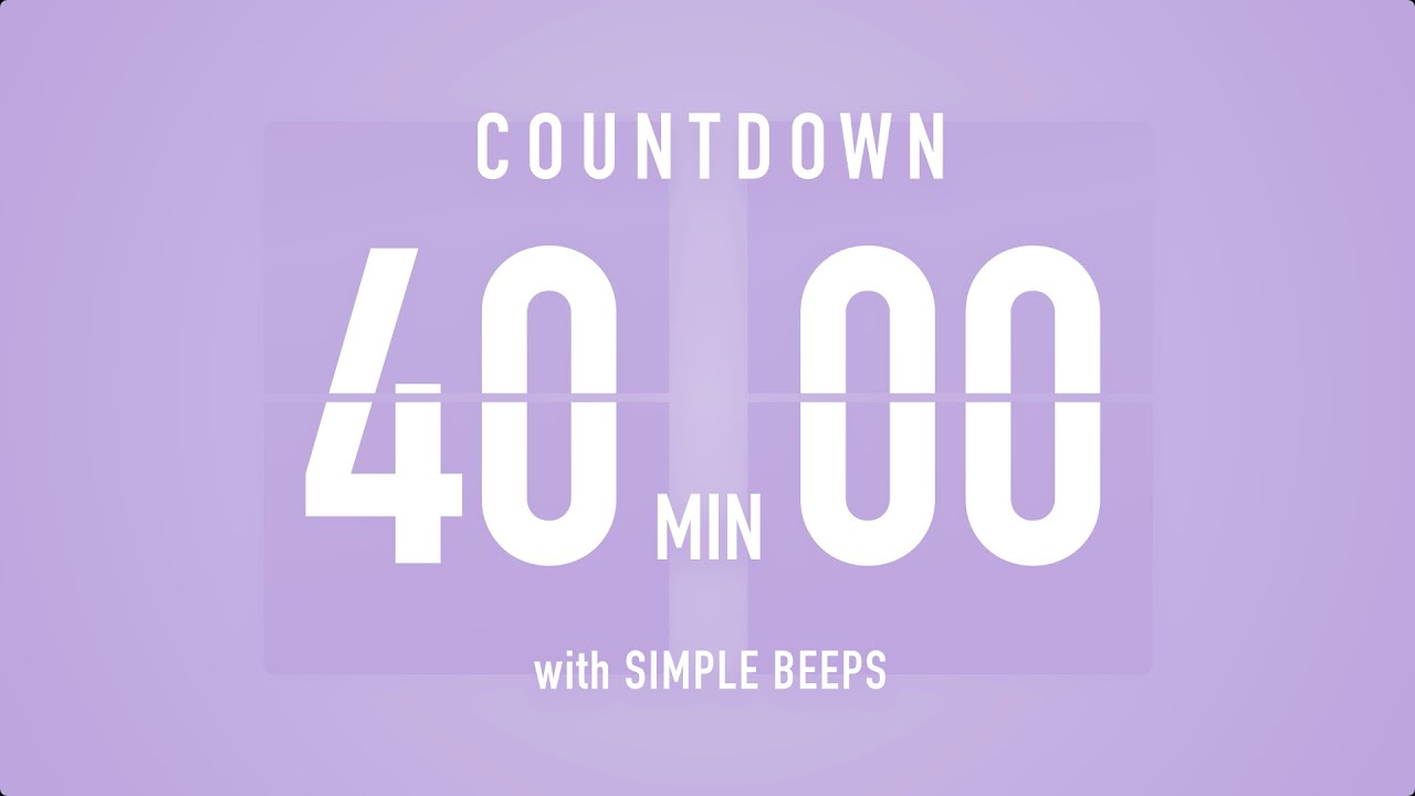 40 Minute Countdown Timer ⏳ Flip Clock with Bell Alerts 💜🔔