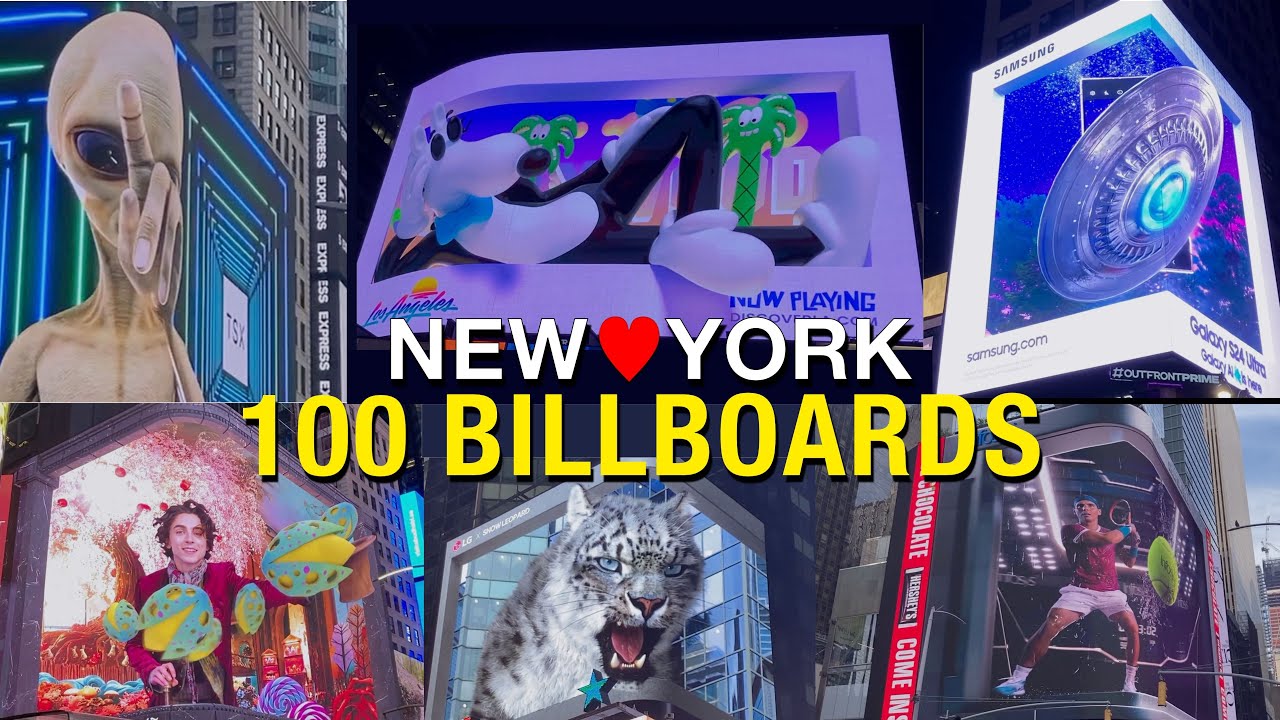[4K] 100 3D Billboards & Popular Billboards in Times Square NYC (From Years 2022-2025)