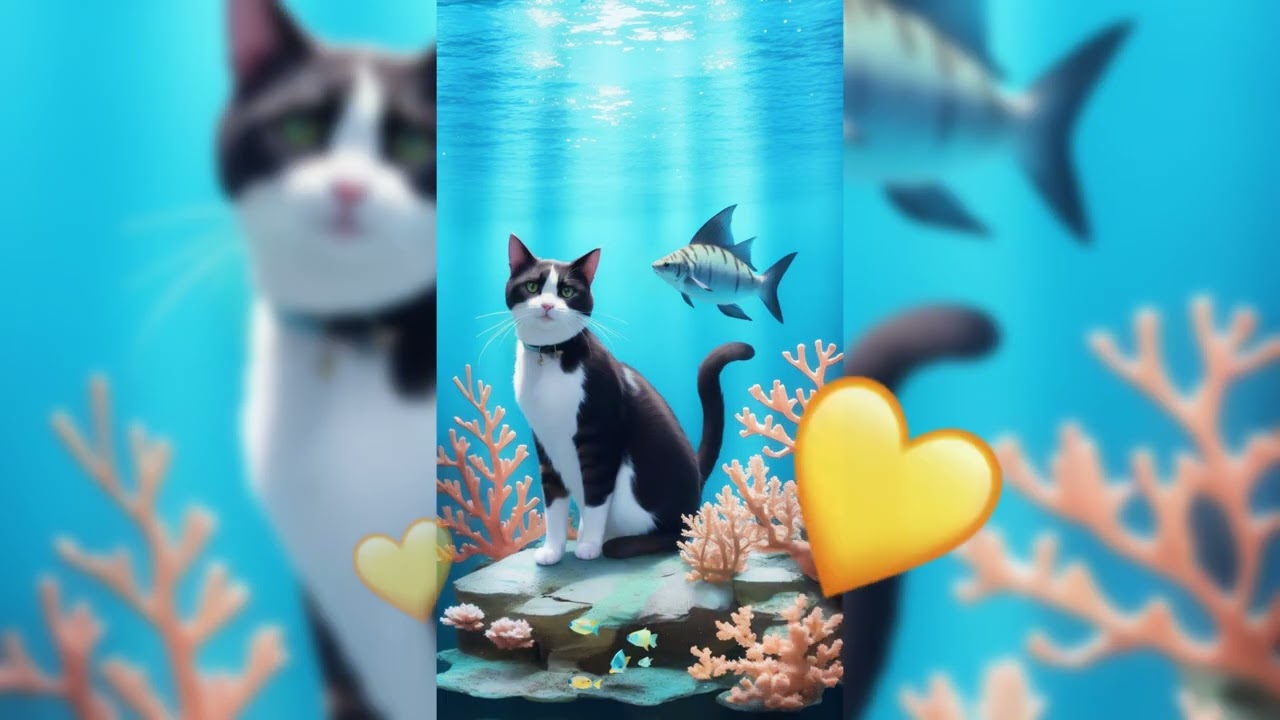 [4k] Cat Swimming Underwater Ocean | AI Art Pics