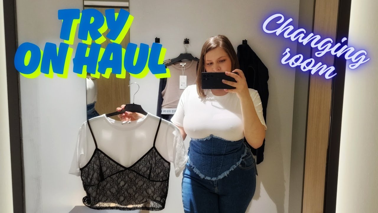 [4K] Fitting Room Try-On Haul | Jeans & Layered Top Looks | Tina Angel 👼