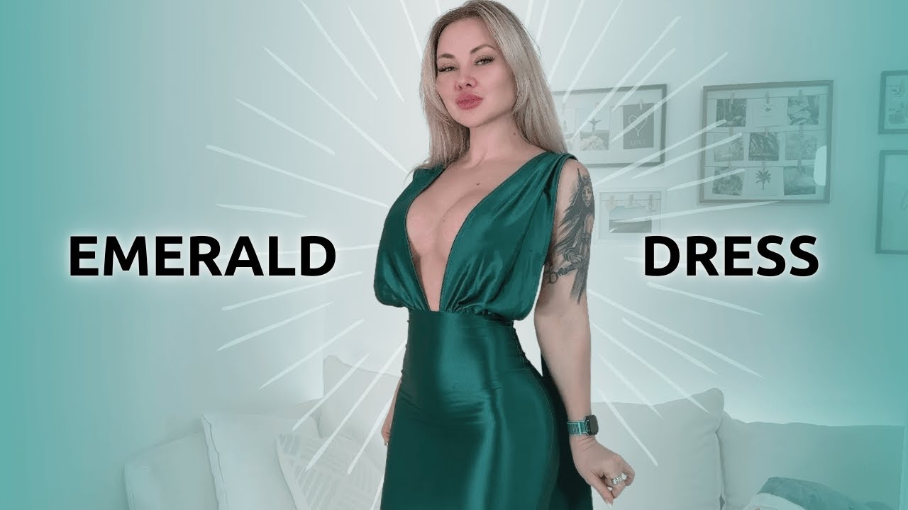 4K Green Long DRess Try On |non Transparent Try On Haul 2025 with Joanna