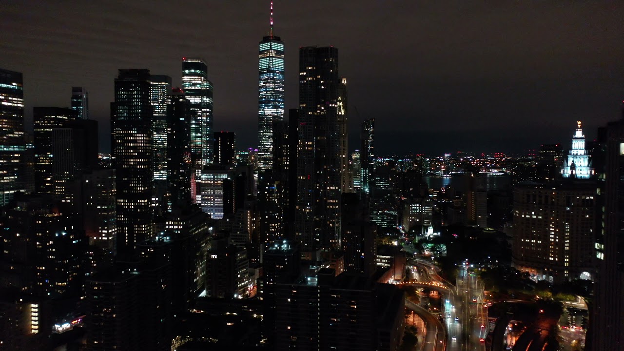 4k Stockfootage | Drone footage of New York at Night - No Copyright