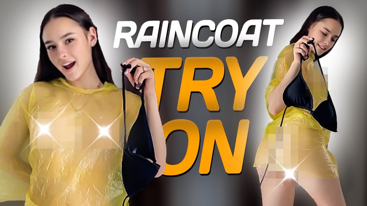 [4K USA] TRANSPARENT TRY ON HAUL AND MORE IDEAS! CUTE GIRL IN YELLOW RAINCOAT REVIEW!NO BRA,NO PANTY