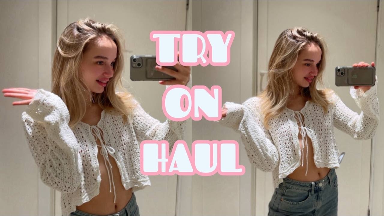 [4K USA] TRY ON HAUL | TRANSPARENT WHITE | AIR TOP | SPRING 2025