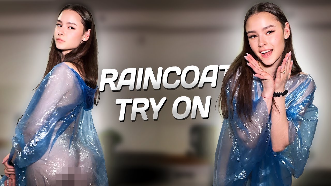 [4K USA]MY STYLISH FIND:CUTE GIRL IN RAINCOAT!TRANSPARENT TRY ON HAUL AND MORE IDEAS!NO BRA!NO PANTS