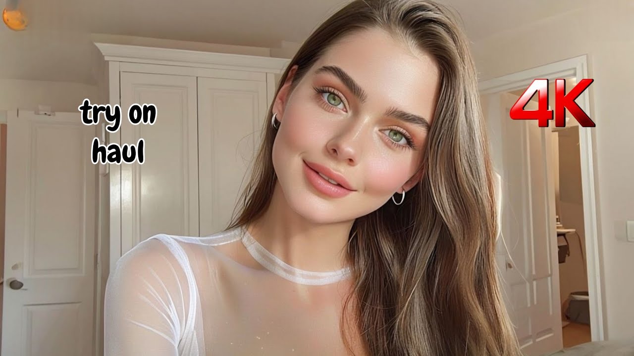 4K white transparent lingerie try on haul | see through try on | fishnet dress try on haul 2025