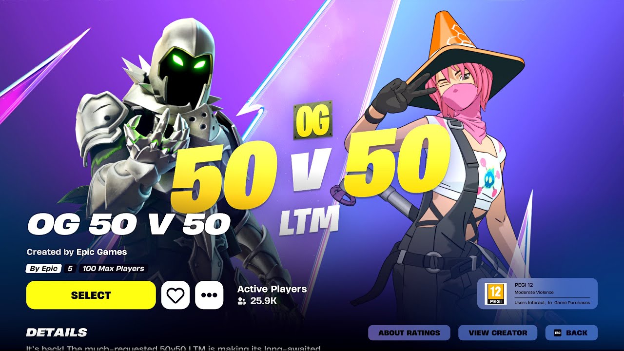 50 v 50 LTM Gameplay Chapter 1 - Season 3 OG Fortnite