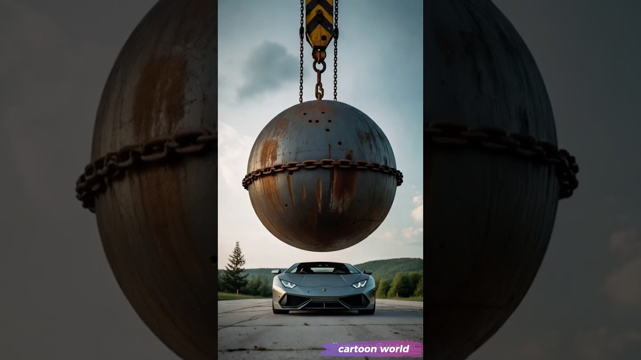 “$500,000 Lamborghini DESTROYED by Giant Metal Ball #cars #lamborghini #explore