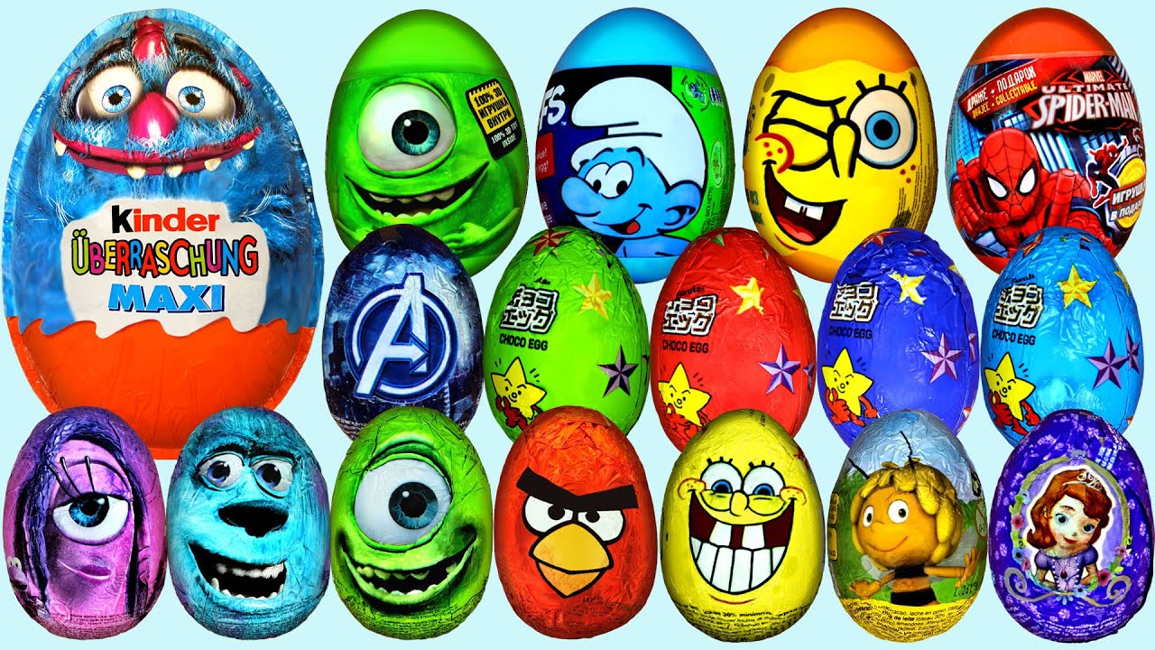 56 Surprise eggs, Kinder Surprise Maxi, Чебурашка яйцо, La casa Mickey Mouse Huevo Sorpresa