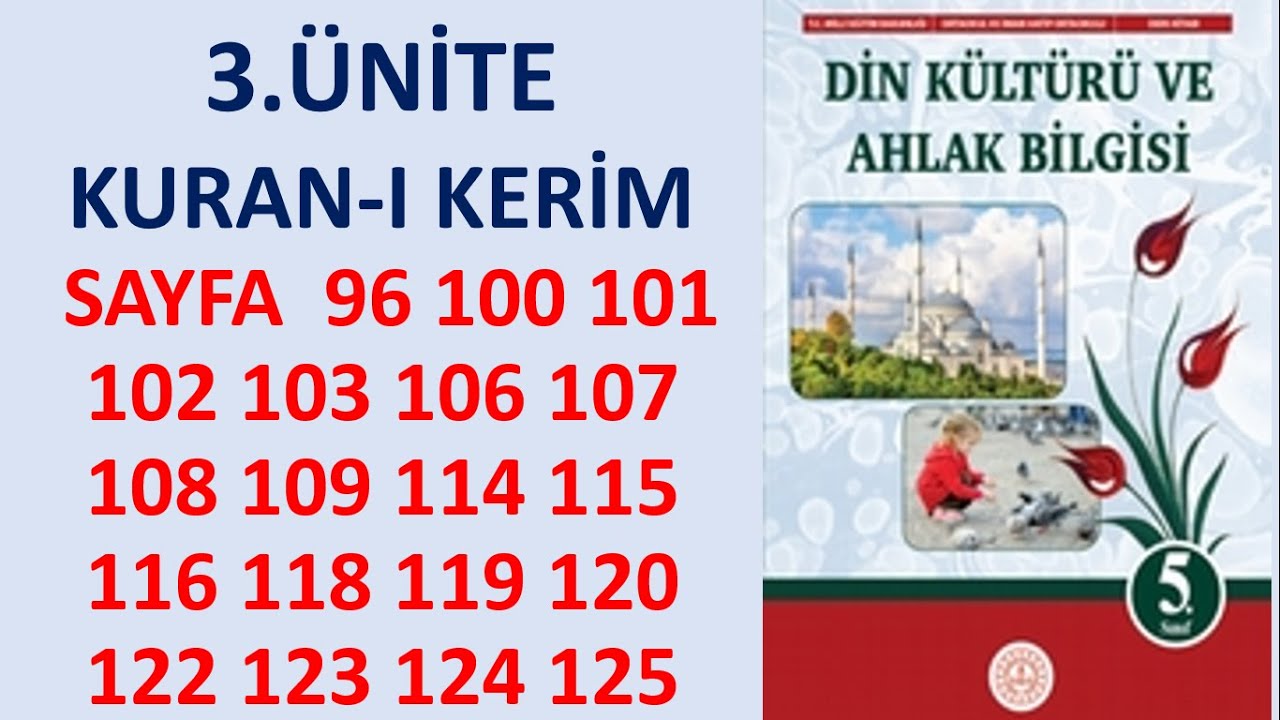 5.SINIF DİN KÜLTÜRÜ SAYFA 96 100 101 102 103 106 107 108 109 114 115 116 118 119 120 122 123 124 125