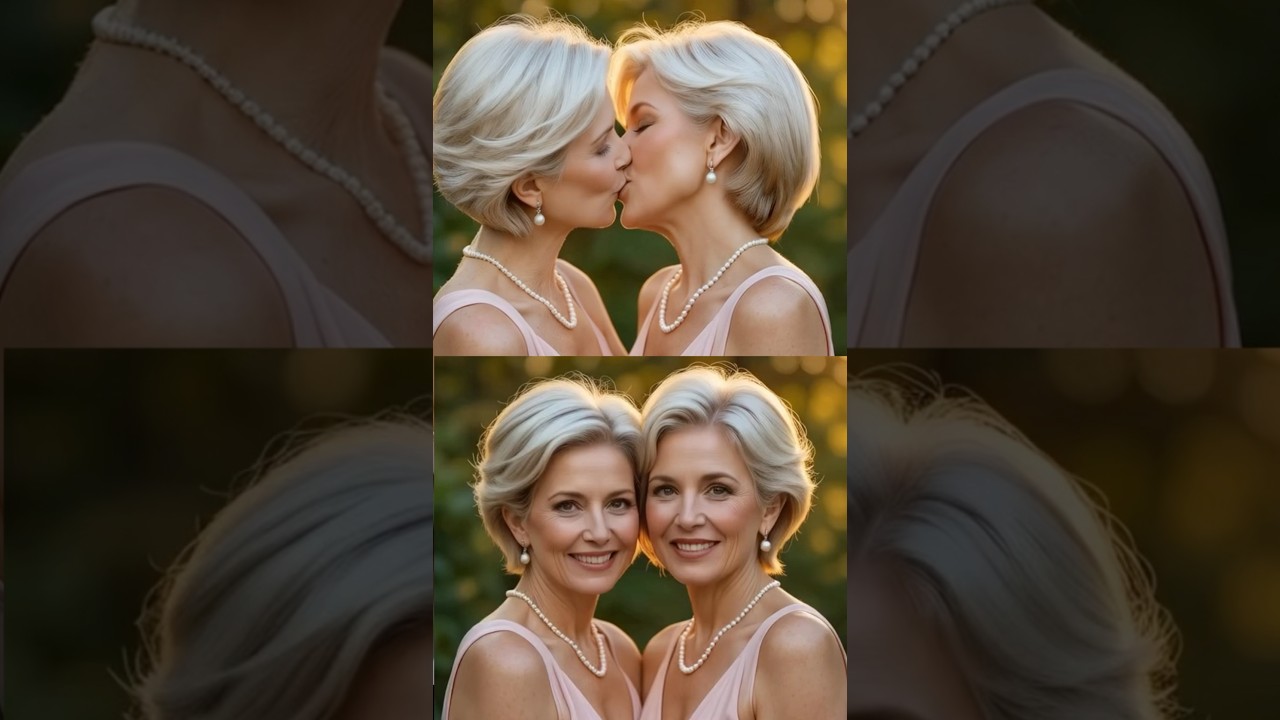 60 Plus Twins in Love #lesbian #Igbtq #kiss #ytshorts #youtubeshorts #shorts