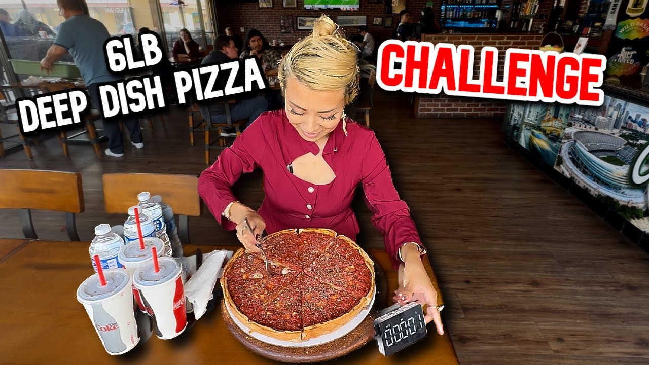 6LB DEEP DISH CHICAGO STYLE PIZZA CHALLENGE at Chicago Bros in San Diego, CA!! #RainaisCrazy