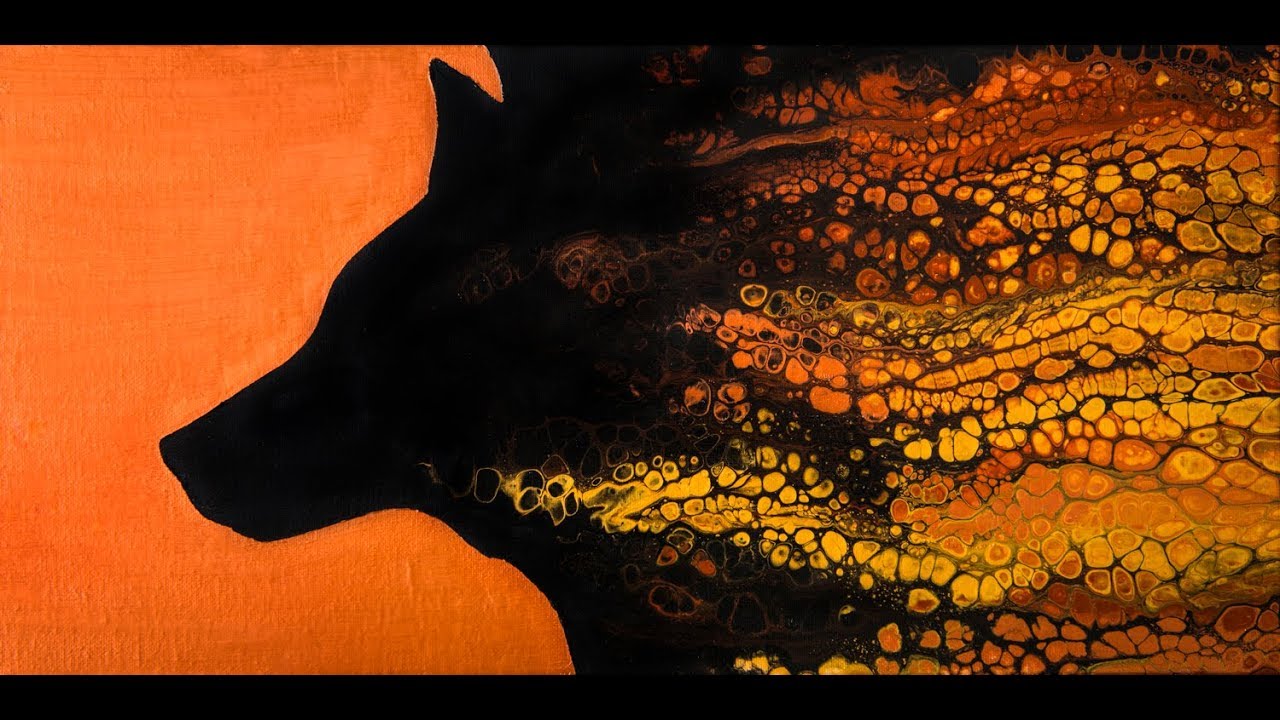 (75) Wolf Silhouette Acrylic Pour/Swipe!