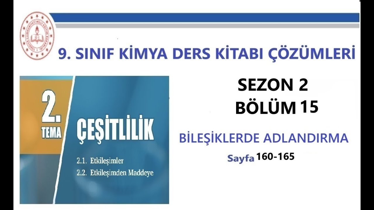 9. SINIF KİMYA DERS KİTABI ÇÖZÜMLERİ 2024 - 2025