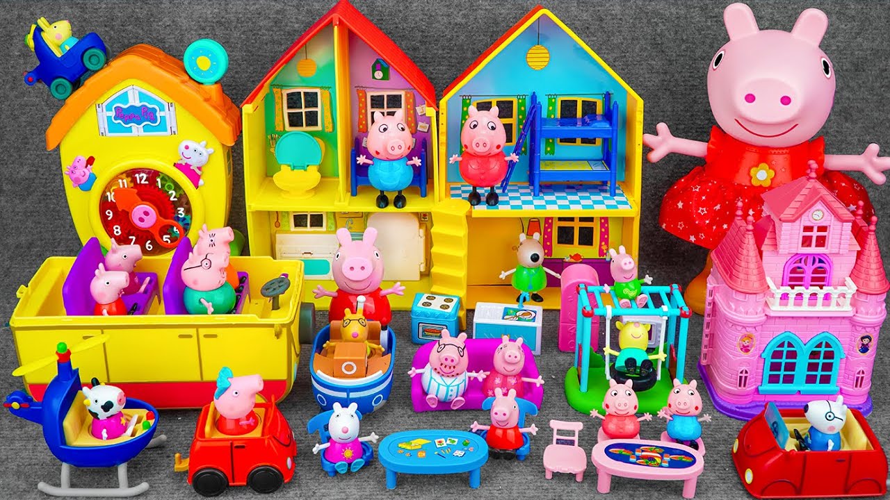 92 Minutes Satisfying with Unboxing Cute Peppa Pig Peppa's Family House Playset ASMR | Review Toys