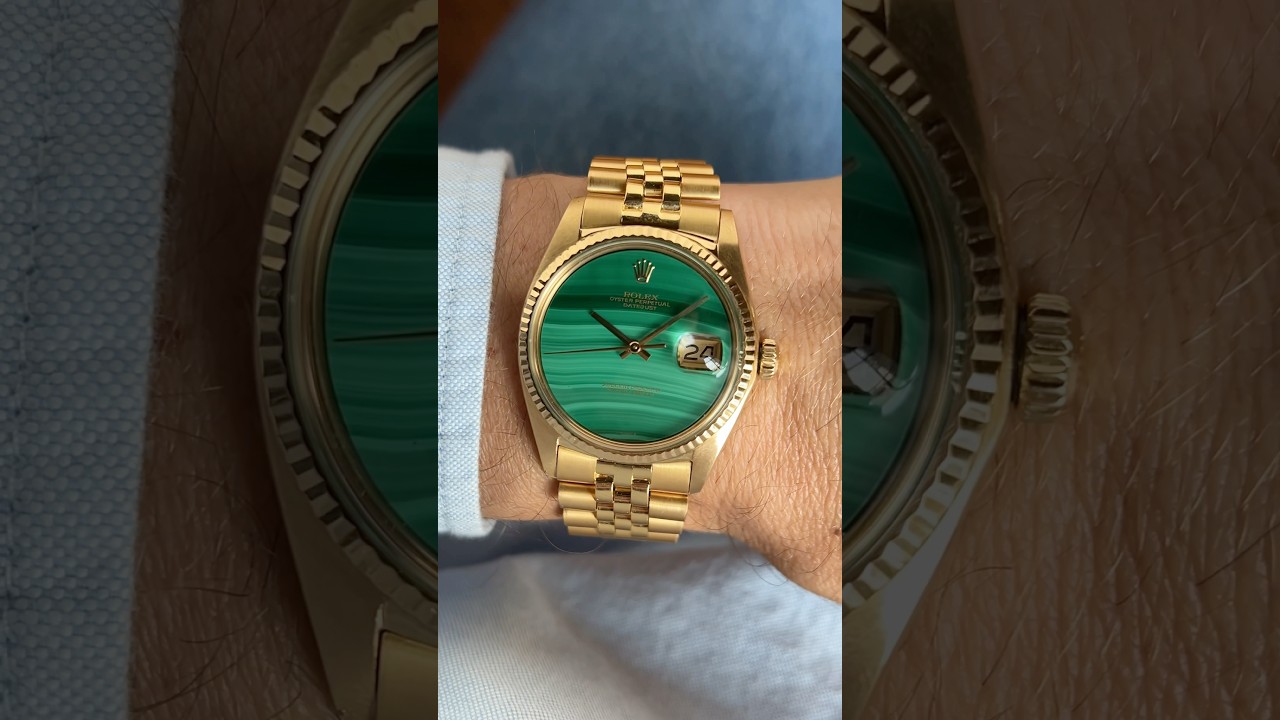 A 1970s yellow gold @ROLEX  #Datejust 1601 with a gorgeous #malachite dial. #vintagerolex #watches