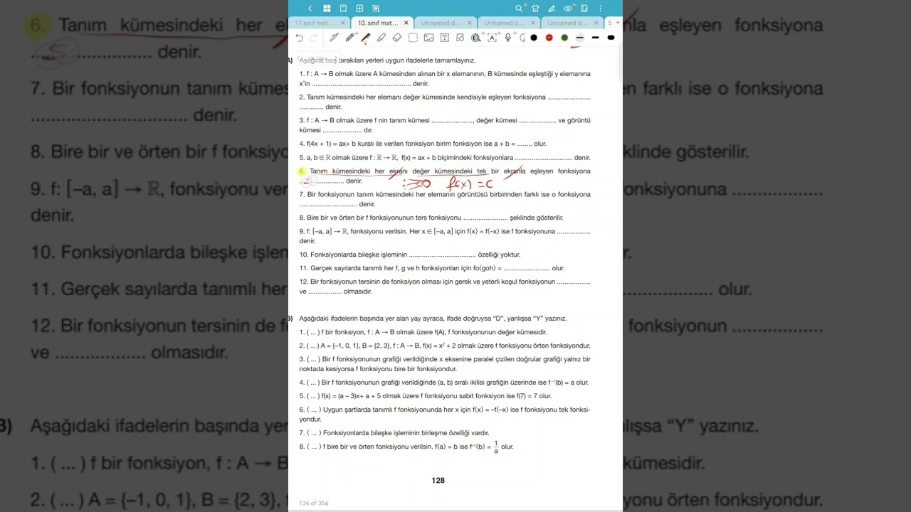 A 6,7,8 fonksiyonlar değerlendirme soruları