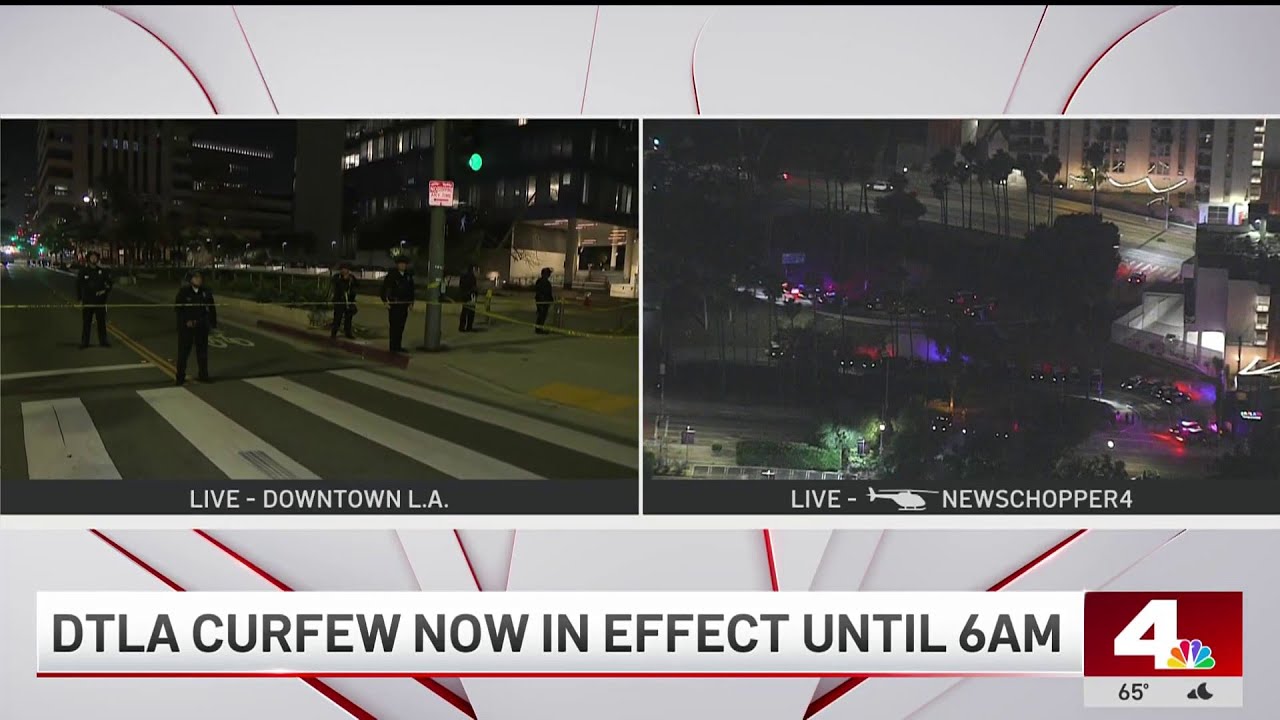 A look at the first night of downtown LA's curfew