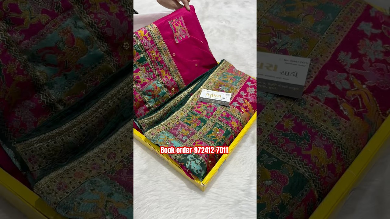 A very beautiful pure pasmina silk pink and green colour sarees #trending #youtube #instagram #new ￼