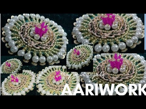 AARi work for beginners!how to design! hand embroidery design! Zardoshi design hand! aari ki Kam!786