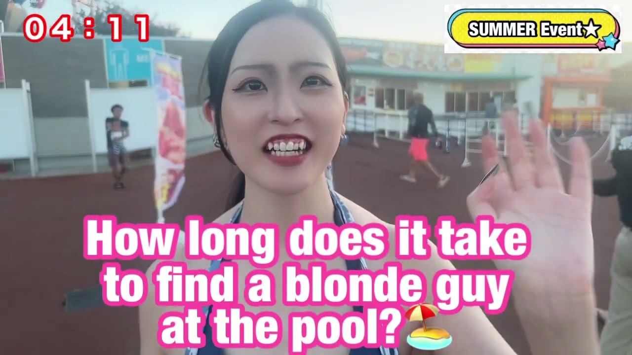 【Accident】How long does it take to find a blonde boy at the pool?🏖️ #Japanesegirl #mikine