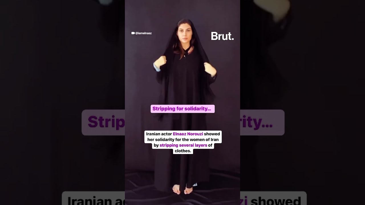 Actor Elnaaz Norouzi protested Iran’s morality police by stripping from a burqa to a bikini.